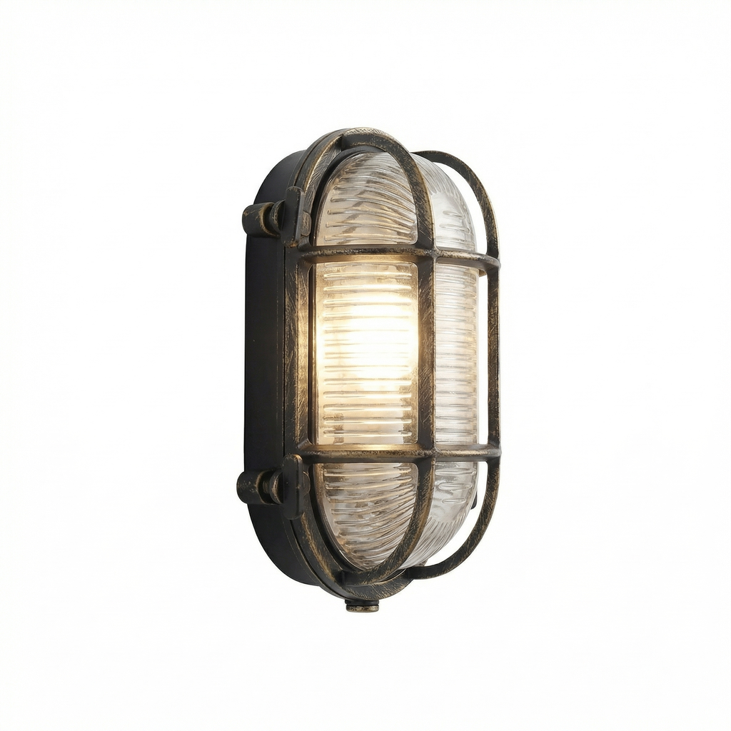 Industrial Retro Outdoor Wall Light with Protective Cage