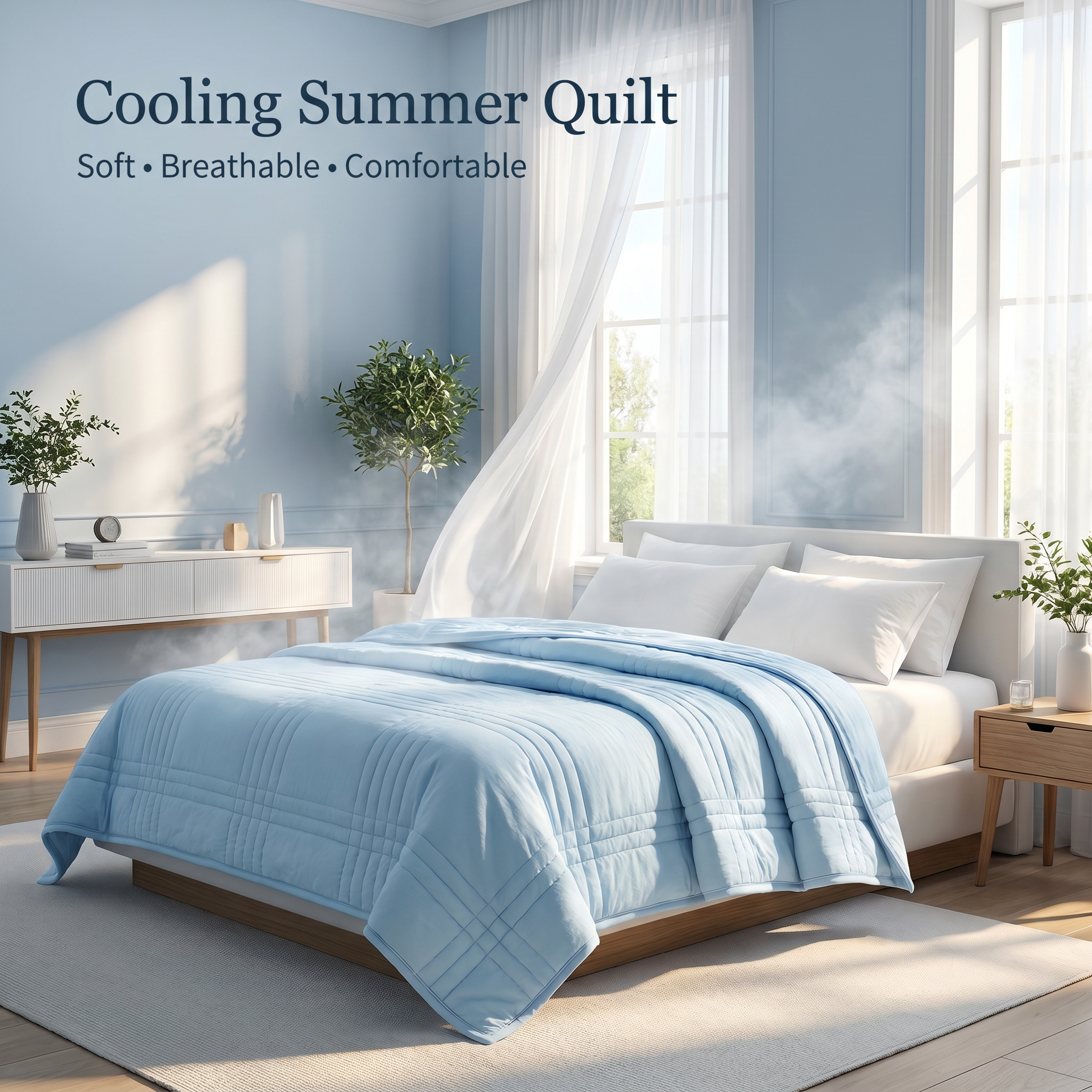 Washed Cotton Summer Quilt - cooling blanket