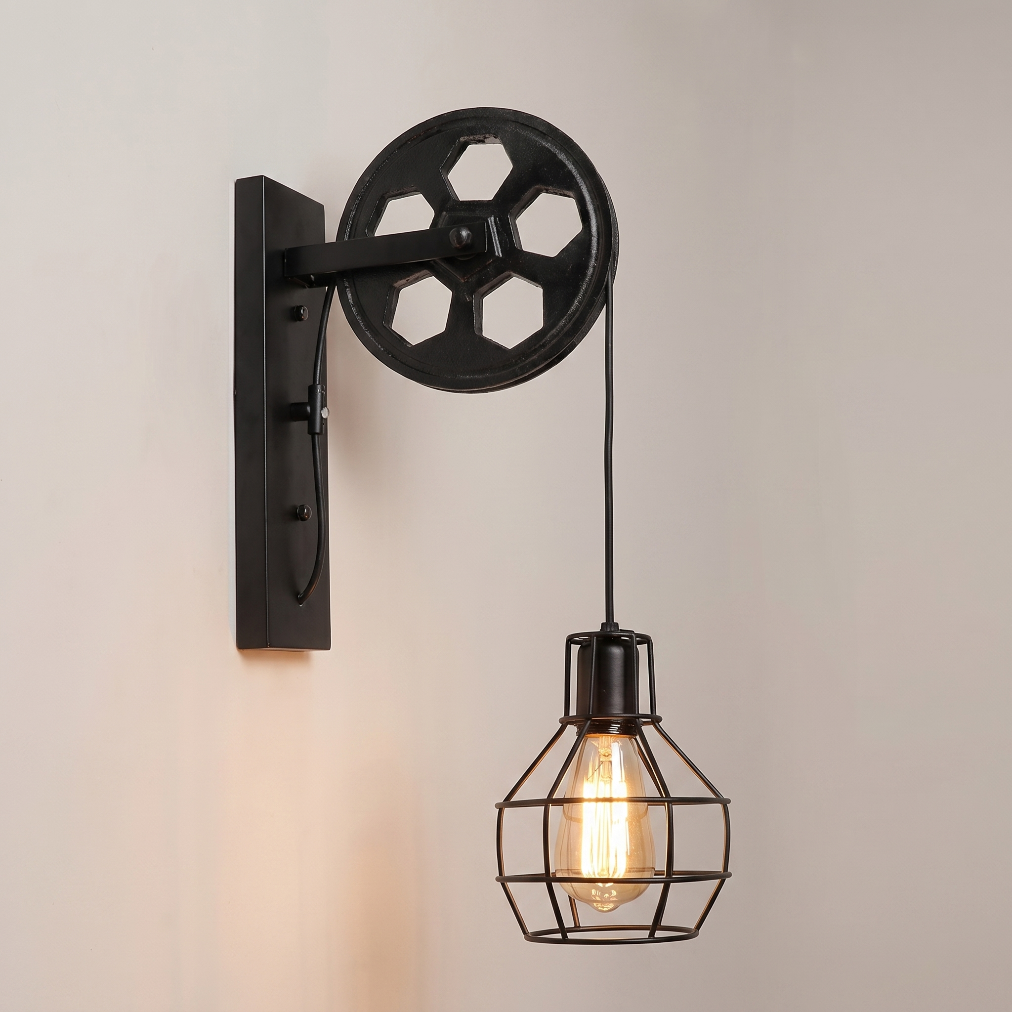 Industrial Pulley Wall Lamp
