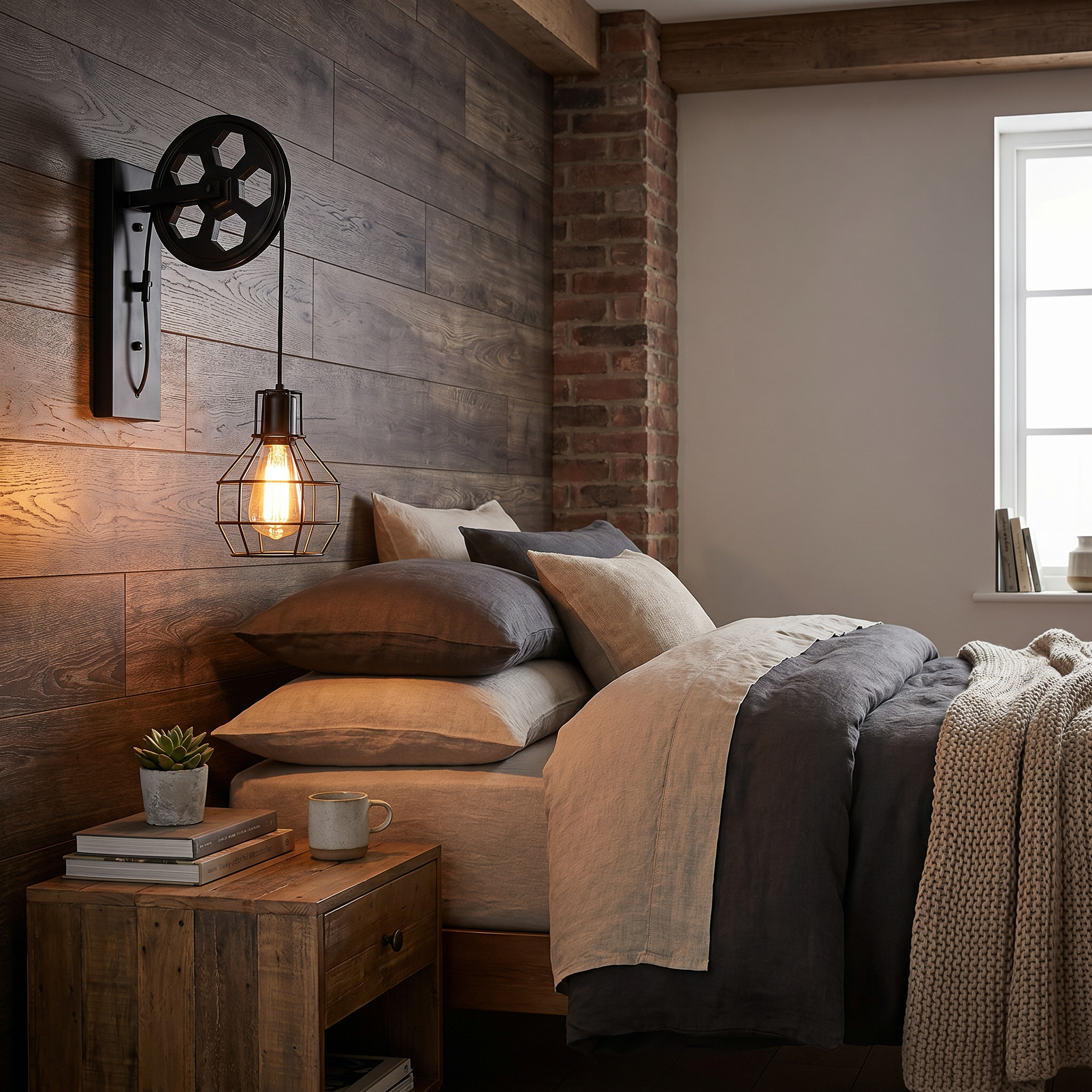 Industrial Pulley Wall Lamp